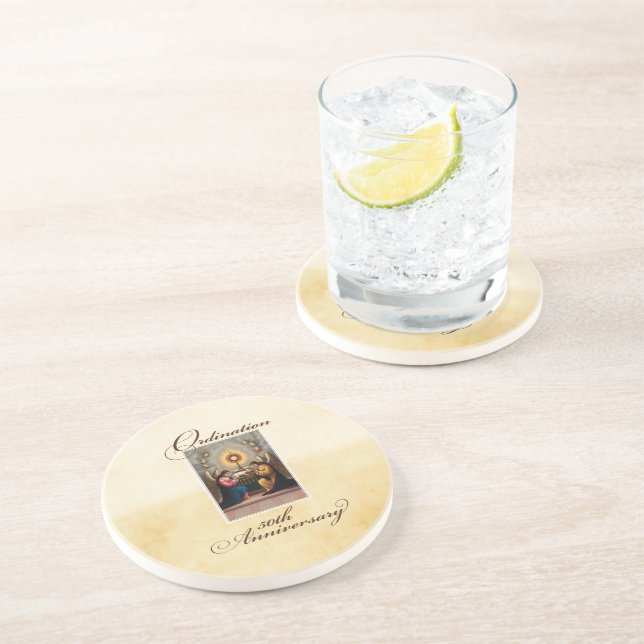 50th Ordination Anniversary Angels at Altar Coaster (Side)