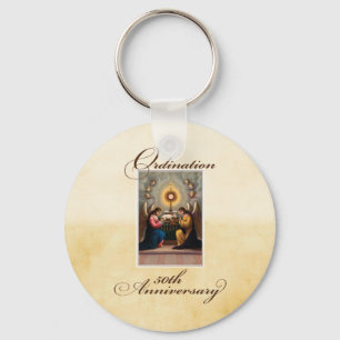 50th Ordination Anniversary Angels at Altar Keychain