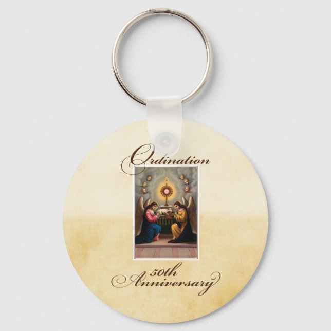 50th Ordination Anniversary Angels at Altar Keychain (Front)