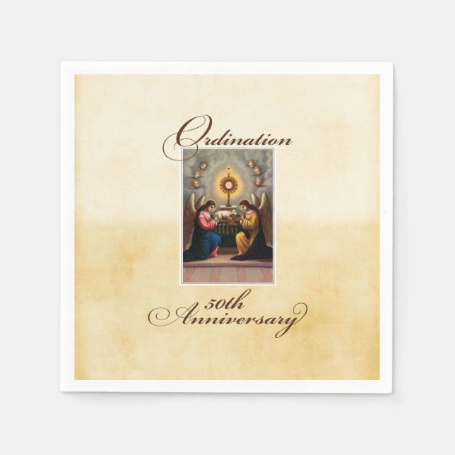 50th Ordination Anniversary Angels at Altar Napkin (Front)