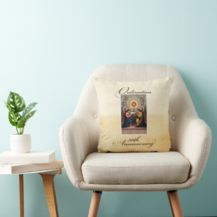 50th Ordination Anniversary Angels at Altar Throw Pillow