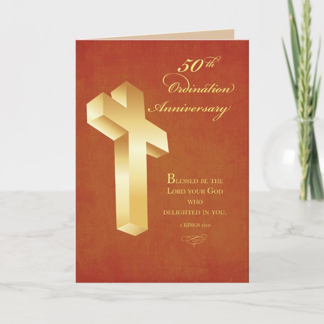 50th Ordination Anniversary Gold Cross Card (Front)