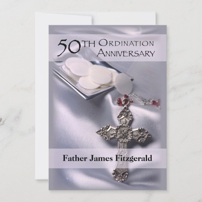 50th Ordination Anniversary Invitation Cross Host (Front)