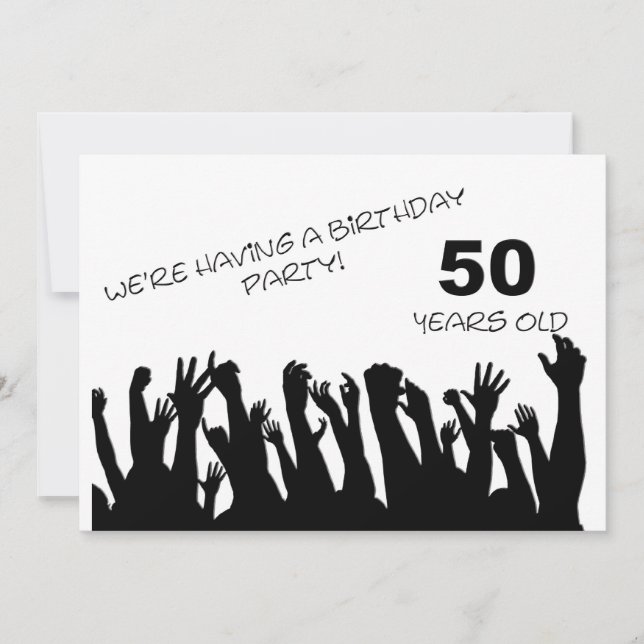 50th party invitation with cheering crowds (Front)