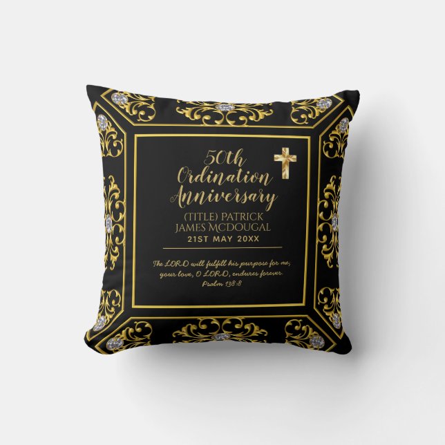 50th PRIEST Ordination Anniversary Personalized Throw Pillow (Front)