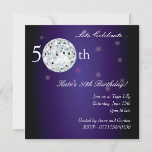 50th Purple Disco Ball Party Invitation