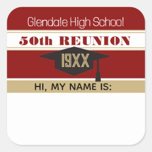 50th Reunion! Class Reunion Name tag Sticker