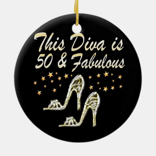 50TH SILVER SPARKLE SHOE QUEEN CERAMIC ORNAMENT (Back)