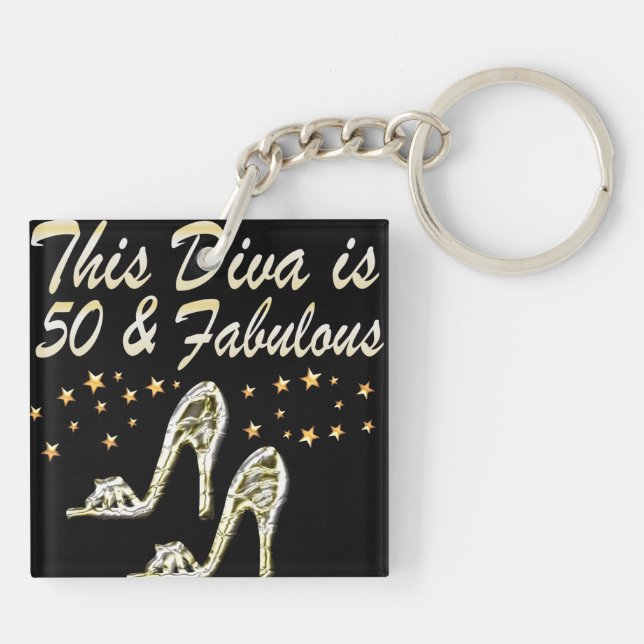 50TH SILVER SPARKLE SHOE QUEEN KEYCHAIN (Back)