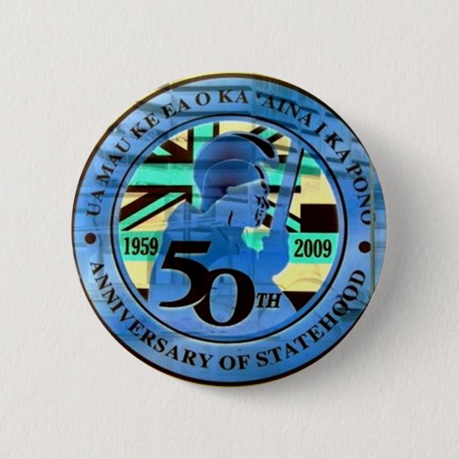 50th state celebration emblem 2 inch round button (Front)