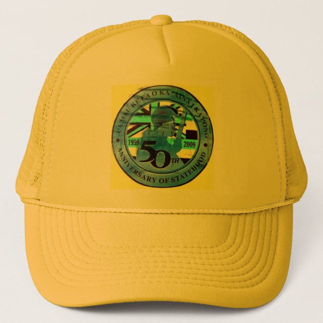 50th state celebration emblem trucker hat (Front)