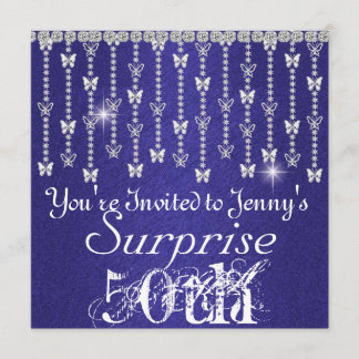 50th Surprise Birthday Butterfly BLUE Invitation