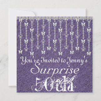 50th Surprise Birthday Butterfly PURPLE Invitatati Invitation