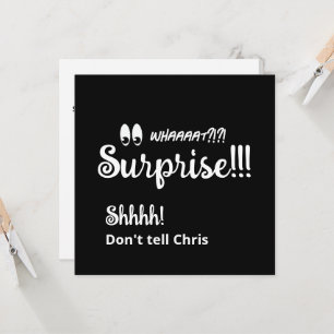 50th Surprise Birthday Party Fun Black White Invitation