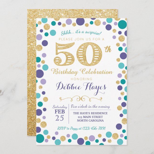 50th Surprise Birthday Party Invitation (Front/Back)