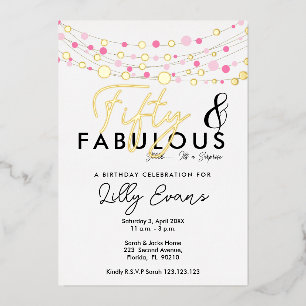 50th surprise birthday party invitation elegant