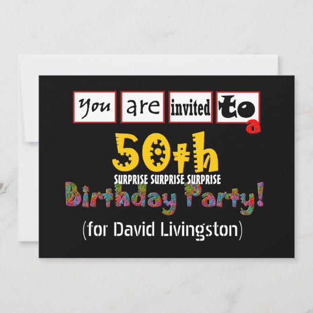 50th SURPRISE Birthday Party Invitation Template (Front)