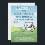 50th Surprise Birthday Party Men's Golf Theme Invitation<br><div class="desc">This fun (SURPRISE) Birthday Party Invitation has a Golf theme and it's perfect for a Golfer. It features a cart on a course and much to personalize to make appropriate for your own event. We have all the ingredients to make it a special party — starting with a party invitation;...</div>