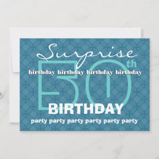 50th SURPRISE Birthday Powder Blue Circles W486 Invitation