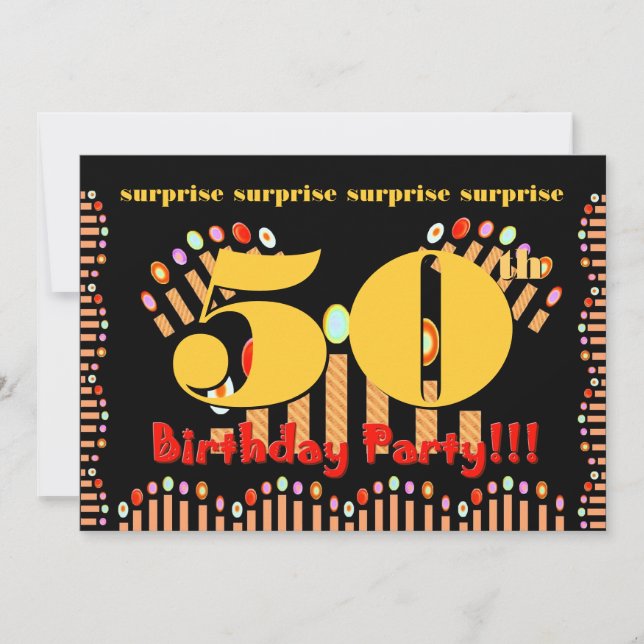 50th SURPRISE Gold Birthday Party Invitation (Front)