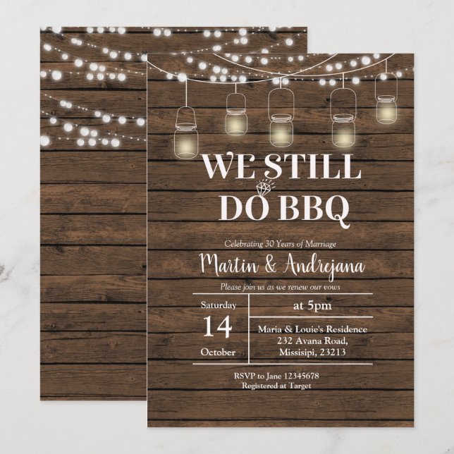 50th We Still do BBQ Wedding Anniversary invite (Front/Back)