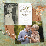 50th Wedding Anniversary 2 Photo Save The Date Announcement Postcard<br><div class="desc">Personalize with your favourite wedding photo and your special 50th golden wedding anniversary celebration details in chic gold typography. The reverse features a second special photo. Designed by Thisisnotme©</div>