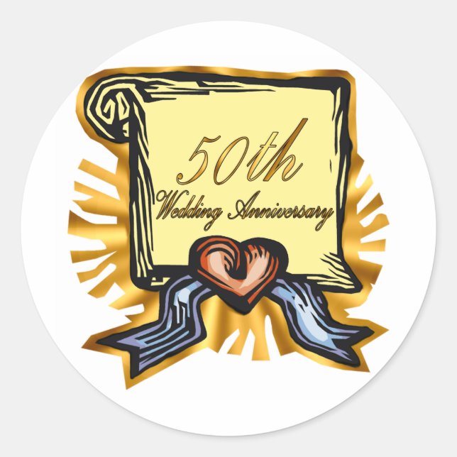 50th wedding anniversary 3w classic round sticker (Front)