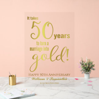 50th Wedding Anniversary Acrylic Sign