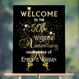 50th Wedding Anniversary Acrylic Welcome Sign