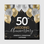 50th Wedding Anniversary Balloons Magnet<br><div class="desc">Elegant Faux gold balloons border with shimmering confetti highlights on the top border. All text is adjustable and easy to change for your own party needs. Great elegant 50th anniversary template design.</div>