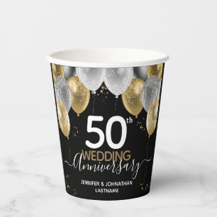 50th Wedding Anniversary Balloons  Paper Cups