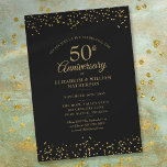 50th Wedding Anniversary Black Gold Confetti Invitation<br><div class="desc">Featuring delicate gold dust confetti on a black background. Personalize with your special fifty years golden anniversary details in elegant gold script typography. Designed by Thisisnotme©</div>