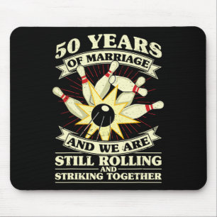 50th Wedding Anniversary Bowling Married Wife Husb Mouse Pad
