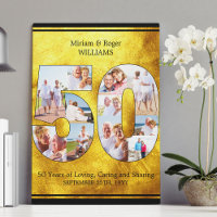50th Wedding Anniversary Brushed Gold Multi Photo