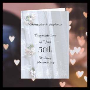 50th Wedding Anniversary Card, Vintage Lace Card