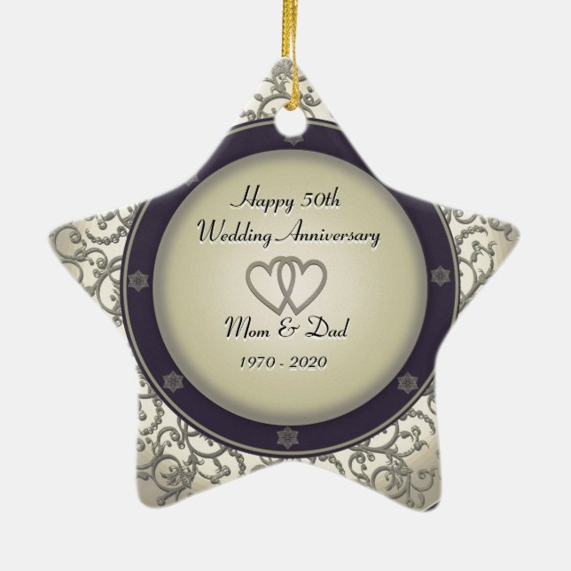 50th Wedding Anniversary Ceramic Ornament (Back)