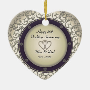50th Wedding Anniversary Ceramic Ornament