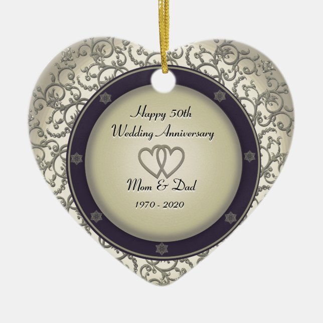 50th Wedding Anniversary Ceramic Ornament (Front)
