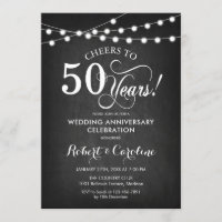 50th Wedding Anniversary - Chalkboard Black White