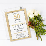 50th Wedding Anniversary Cheers to 50 Years Party Postcard<br><div class="desc">Celebrate your golden wedding anniversary with this Cheers to 50 years wedding anniversary party invitation postcard. This design features a pretty gold faux metallic background with a black frame. Mix and match with other items in this anniversary collection.</div>