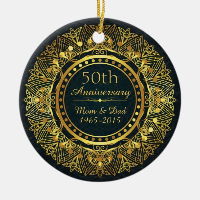 50th Wedding Anniversary Classic Elegant Ceramic Ornament (Front)
