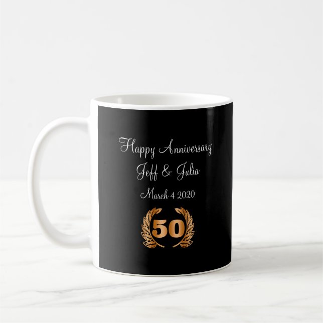50th Wedding Anniversary Commemorative Coffee Mugs (Left)