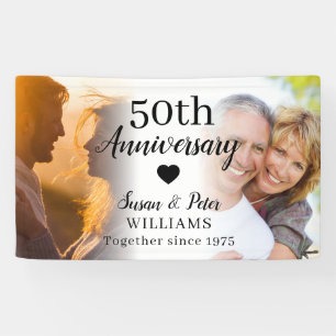 50th Wedding Anniversary Custom 2 Photo Collage Banner