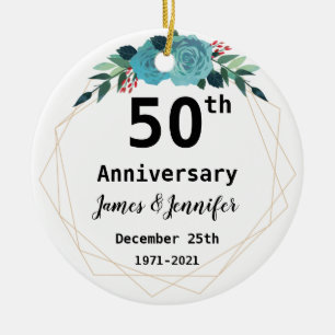 50th Wedding Anniversary Custom Names and Year Ceramic Ornament