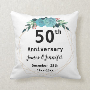 50th Wedding Anniversary Custom Names and Year Throw Pillow