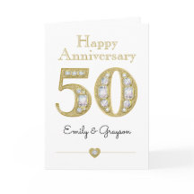 50th Wedding Anniversary Custom Names Gold