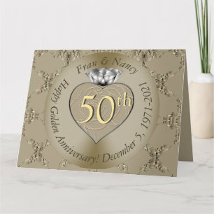 50th Wedding Anniversary Diamond Heart Butterfly Card
