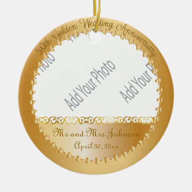 50th Wedding Anniversary - DIY Photo Ceramic Ornament (Front)