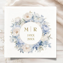 50th Wedding Anniversary Dusty Blue Gold Napkins