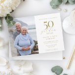 50th Wedding Anniversary Elegant 50 Gold Photo  Invitation<br><div class="desc">Toast to 50 years of love with our custom 70th wedding anniversary photo invitation! Elegant script in gold tones adds a touch of luxury to your celebration. Cheers to lasting love!</div>